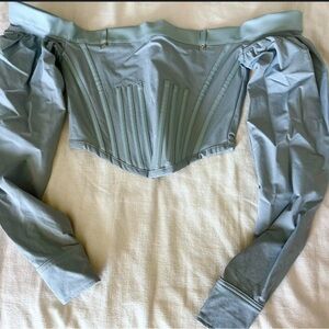 Chic Off-Shoulder Corset Top in Light Blue